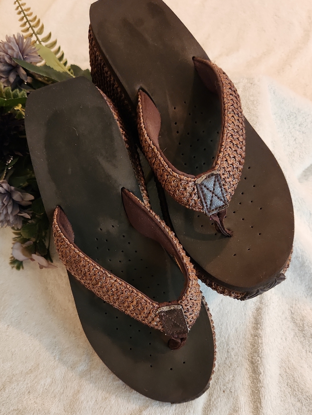 Volatile Brown Woven Platform Flip-Flop Sandals